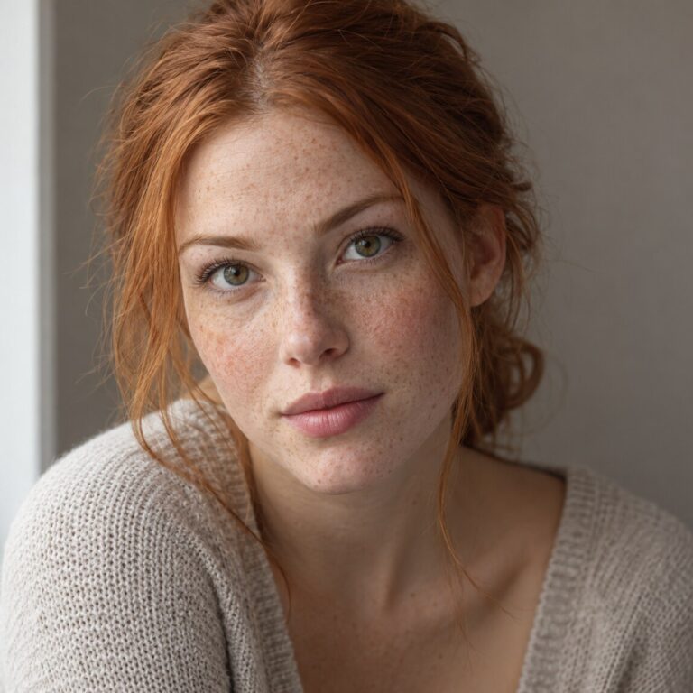 Red-haired Woman Portrait in Soft Natural Light Photography